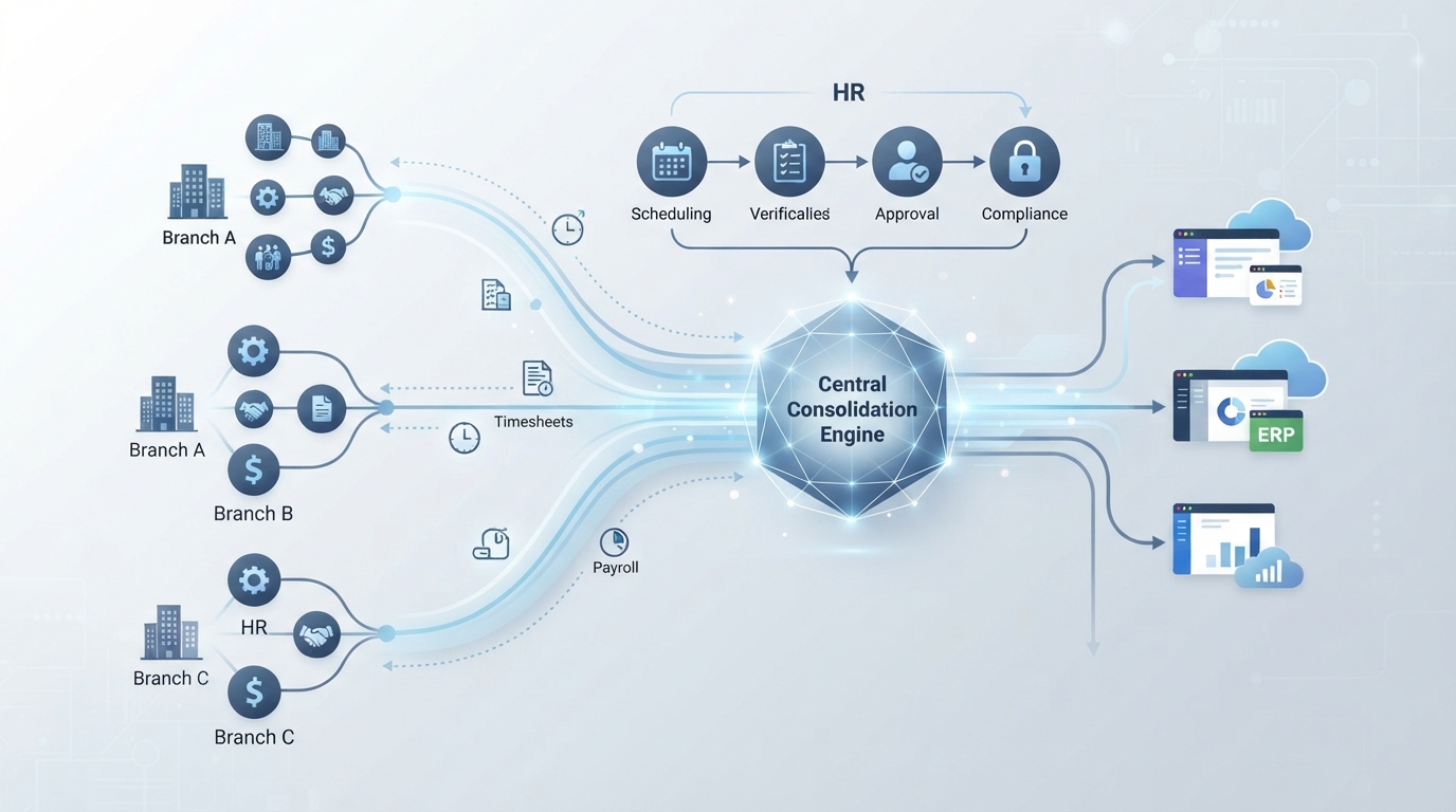 Multi-Branch and Department-Based Timesheet Consolidation Guide